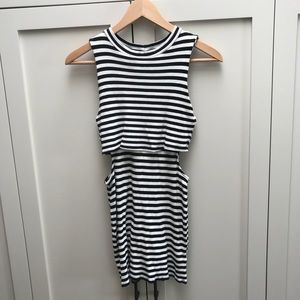black and white striped dress